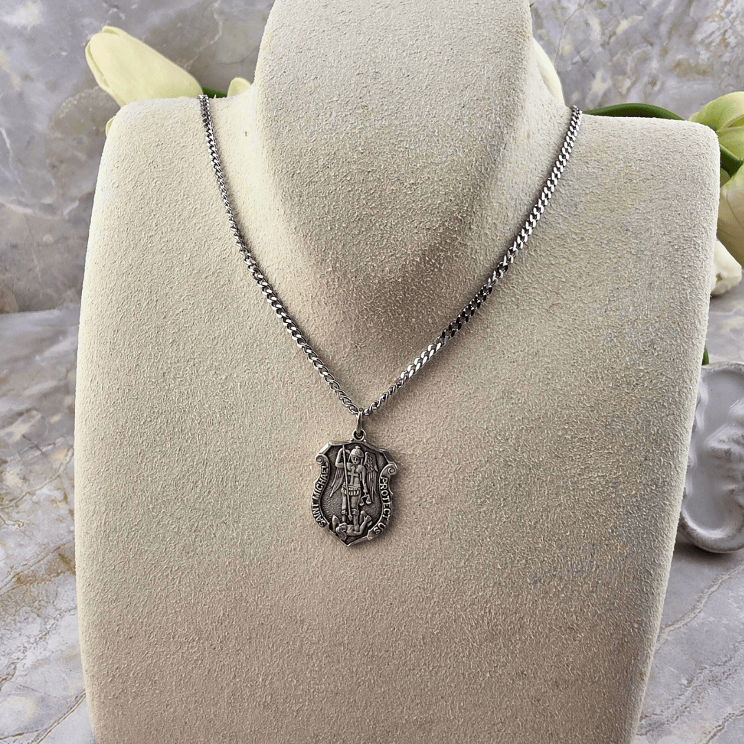 Sterling Silver Saint Michael Small Pendant Necklace