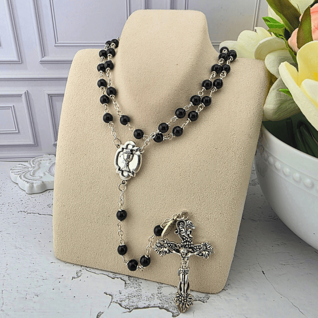 Heritage First Communion Rosary - Black