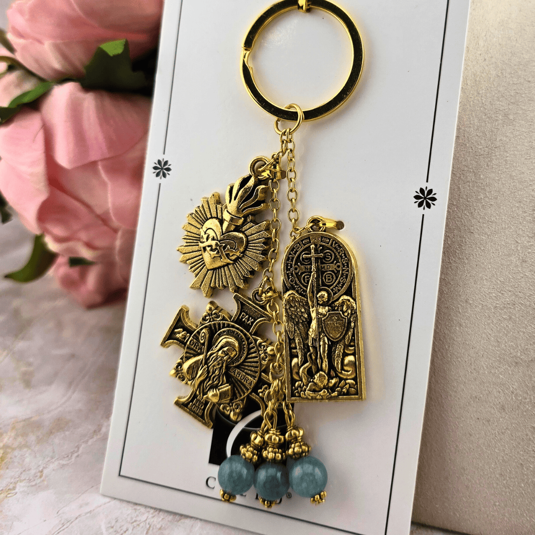 Sister Dulce Gift Shop, Religious Store, Catholic Store, Saint Michael, Keychain, Adoration, Cypress Springs Mercedarian Prayer Center, adoration, teacher gift, back to school, catholic, new driver