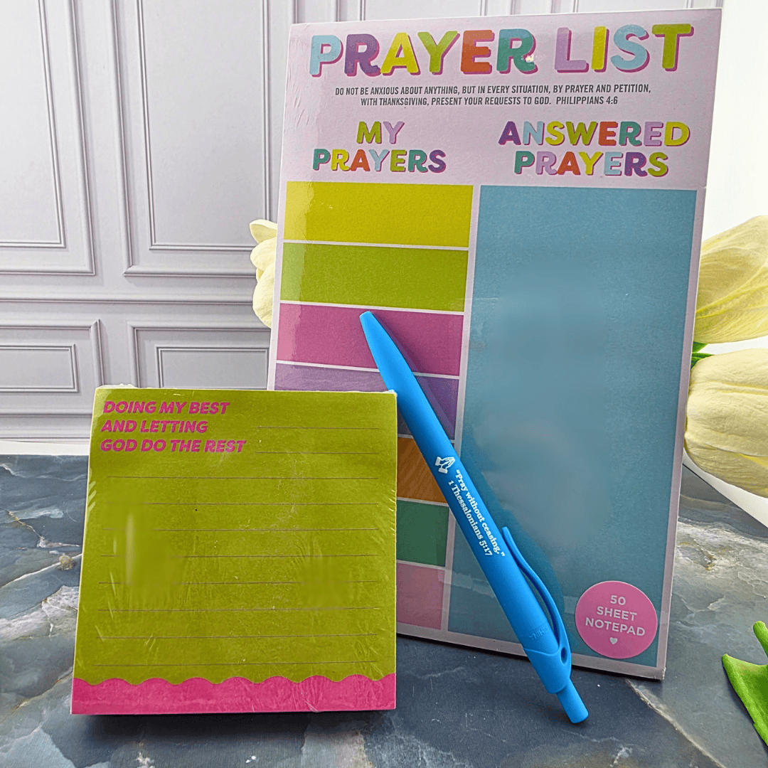 Little Notes of Grace Bundle, doing my best and letting god do the rest sticky notes, prayer list note pad, bible verse pen, popular item, young adult, new item, Sister Dulce Gift Shop, Shepherds Staff, Religious Store, Cypress Springs Mercedarian Prayer Center, Catholic,