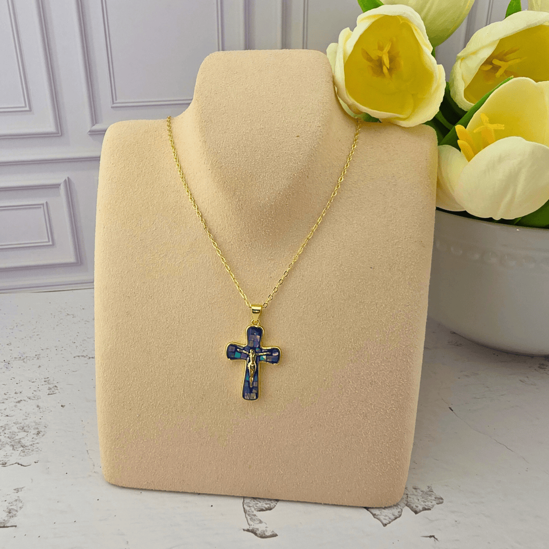 Mosaic Crucifix Necklace