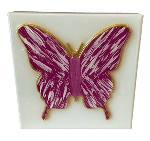 6x6 Butterly on Canvas Artwork Purple and Gold Artwork Bella Gifts to Geaux