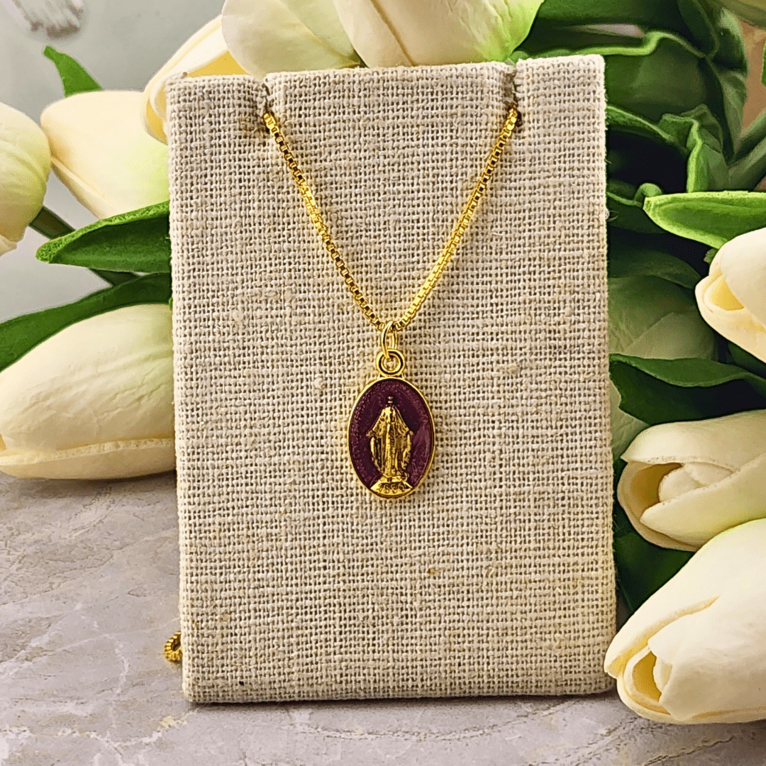Bright Colored Miraculous Medal Necklaces Purple Jewelry Temu