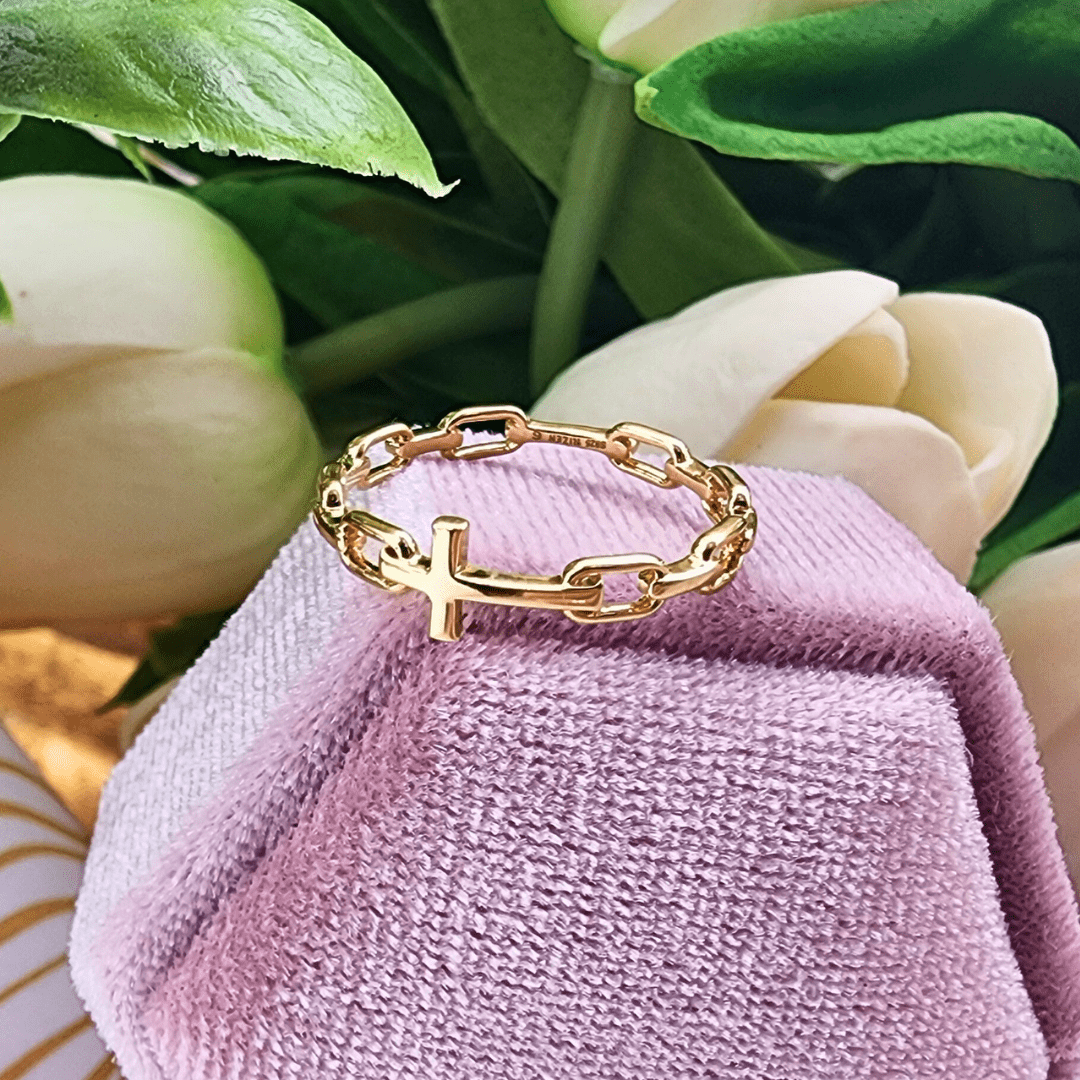 Chain Breaker Cross Ring Gold Vermeil - Size 6 Ring Rizen