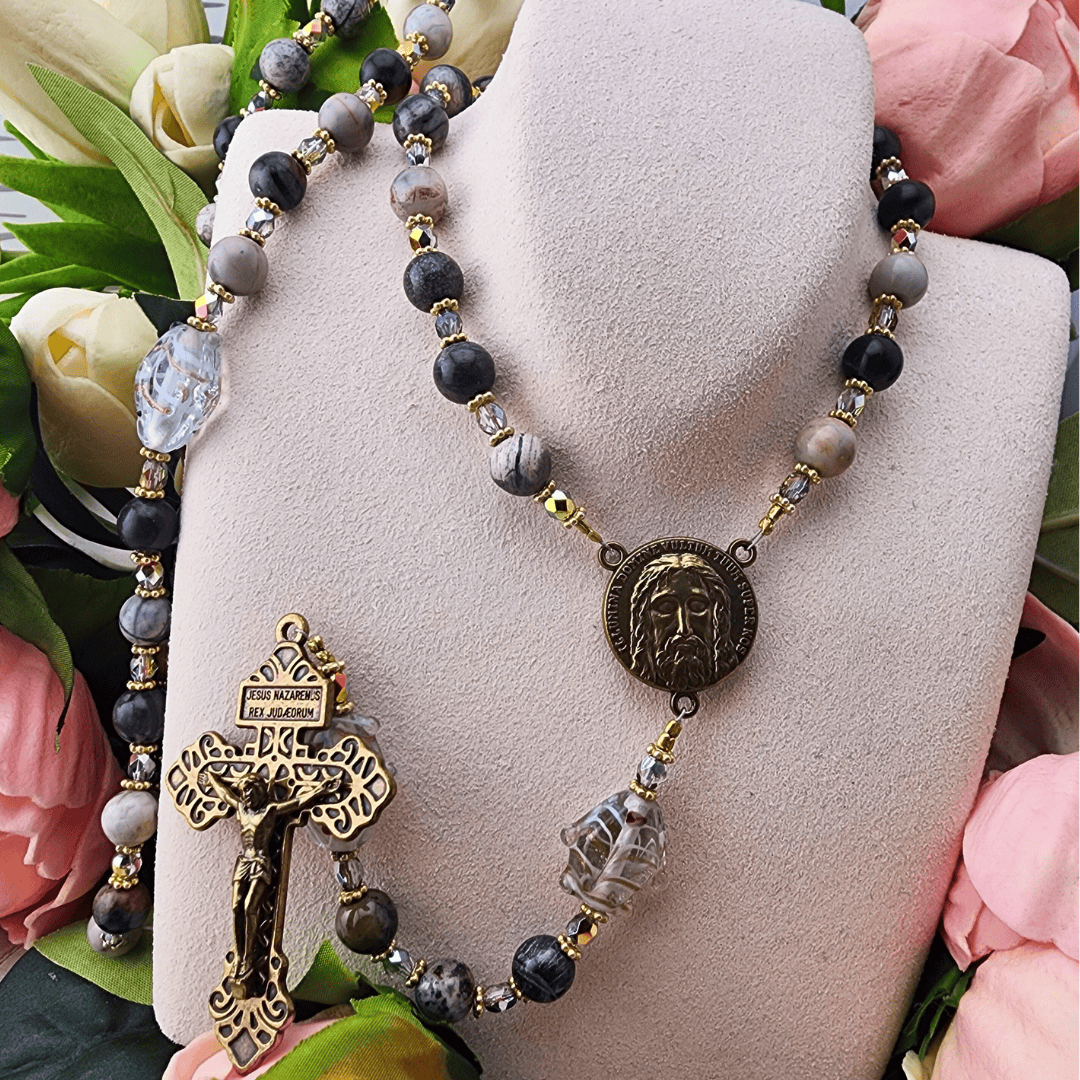 Fishermen's Rosary Grey and Black Rosary, rosary, catholic, gifts, sister dulce