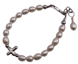 Sister Dulce Gift Shop, Catholic Store, Religious Store, Catholic Jewelry, Religious Jewelry, Pearl Bracelet With Cross