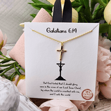 Galatians 6:14 Crucifix Necklace Gold Necklace, Crucifix Good Feelings