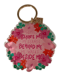 Inspirational Acrylic Key Chain He Goes Before Me keychain Mary Square