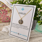 Jubilee Medal of St. Benedict Necklace Gold/Grey Religious My Saint My Hero
