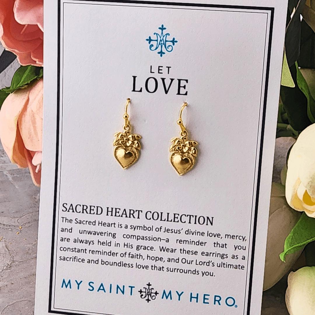 Sister Dulce Gift Shop, Catholic Store, Religious Store, Catholic Jewelry, Religious Jewelry, Sacred Heart Earrings