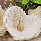 Necklace with Pink Pearlized Virgin Mary Medal Necklace Carri Brown
