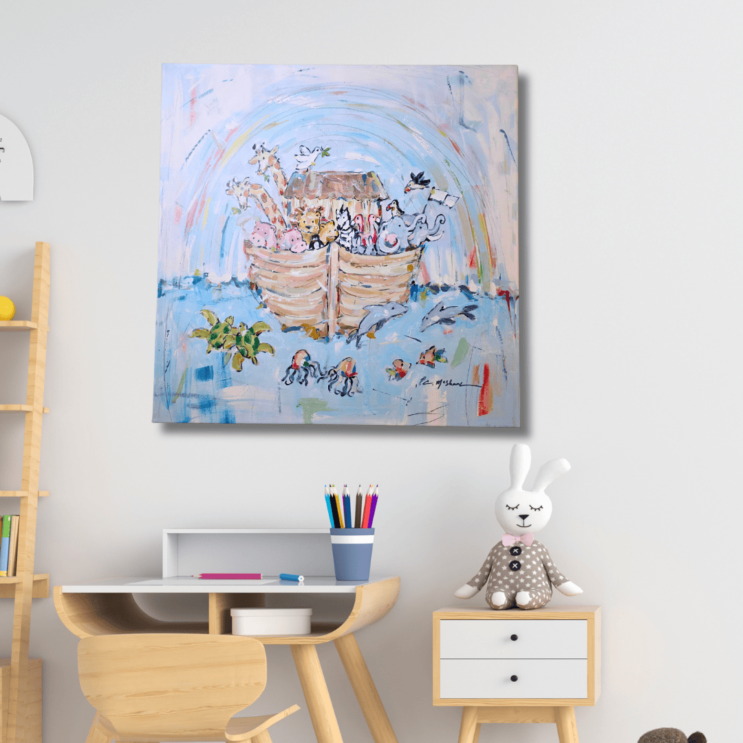 noahs ark canvas, Sister Dulce Gift Shop, Shepherds Staff, Religious Store, Cypress Springs Mercedarian Prayer Center, Catholic, baby gift, nursery, expecting mother