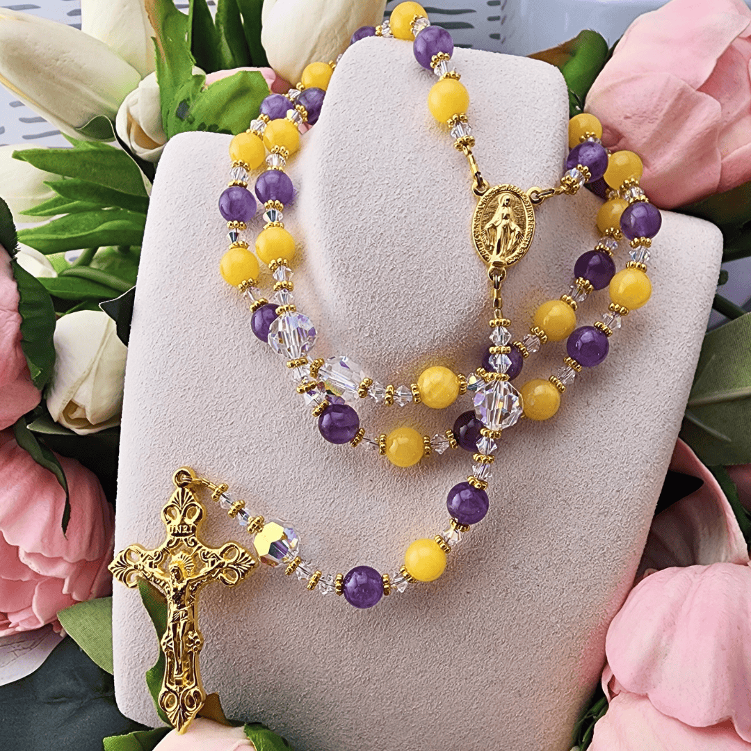Purple and Gold Rosary Rosary, lsu, catholic, sister dulce, catholic gifts, christmas catholic,