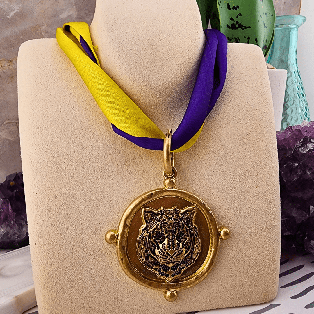 Sister Dulce Gift Shop, Catholic Store, Religious Store, LSU Scarf Necklace, Tiger Scarf Necklace