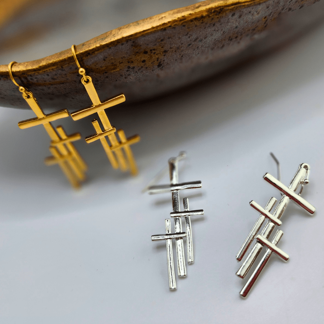 Triple Cross Earrings