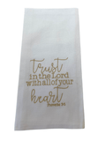 Embroidered Kitchen Tea Towels Trust in the Lord with all of your heart - Proverbs 3:5 , Sister Dulce Gift Shop, Catholic Store, Religious Store, Catholic Christmas, Religious Christmas, 