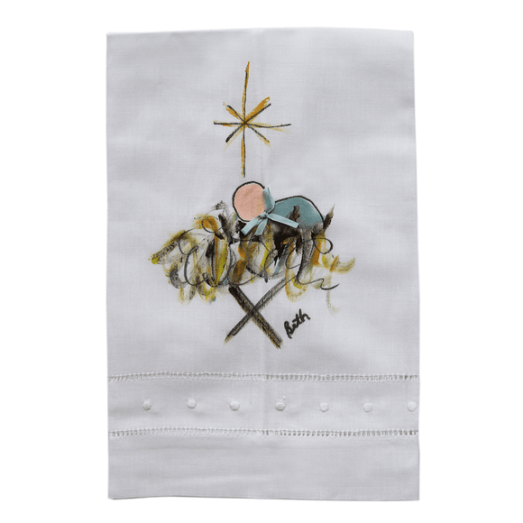 Hand painted towel - Angel or Baby Jesus Jesus , Sister Dulce Gift Shop, Catholic Store, Religious Store, Catholic Christmas, Religious Christmas, 