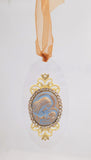 Oval Acrylic Ornament with Blue Intaglio Madonna and Child With Halos Ornament Sacred Treasures