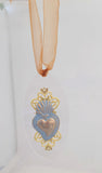 Oval Acrylic Ornament with Blue Intaglio Sacred Heart Ornament Sacred Treasures