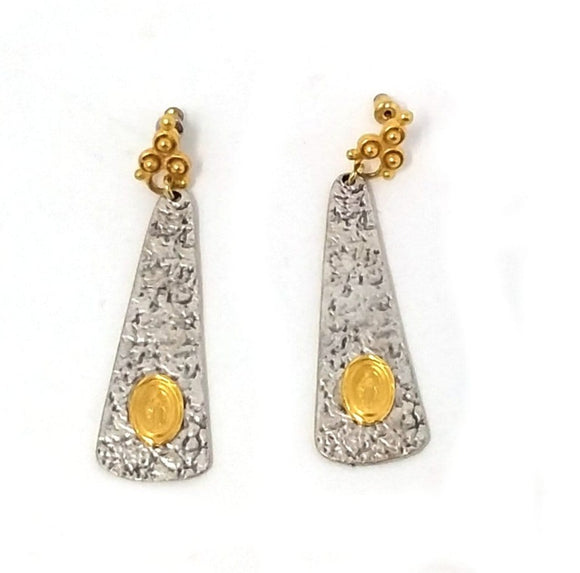 Two-Tone Miraculous Medal Dangle Earrings Earrings Weisinger Designs
