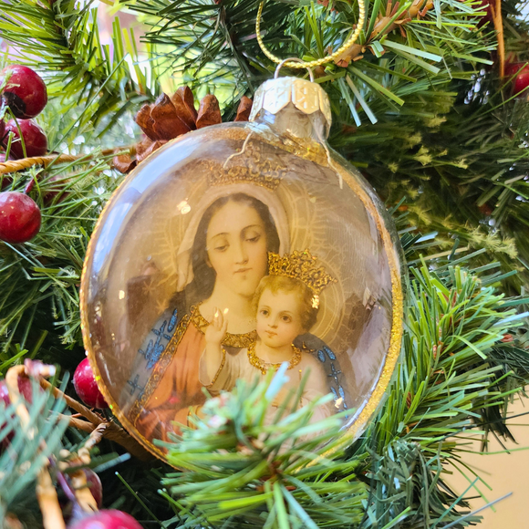Sister Dulce Gift Shop, Catholic Store, Religious Store,  Catholic Christmas Ornament, Icon Madonna and Child Christmas Ornament