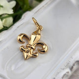 Gold fleur-de-lis charm, for charm necklace, charm bracelet, shepherds staff gift shop, sister dulce, charm bar
