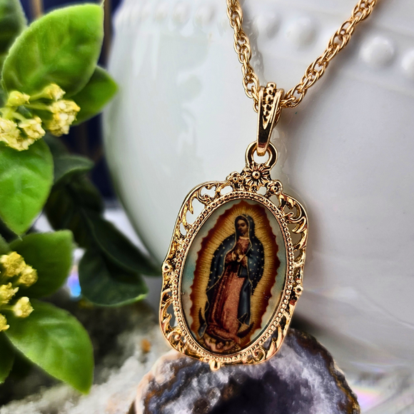 Sister Dulce Gift Shop, Catholic Store, Religious Store, Catholic Jewelry, Religious Jewelry, Our Lady of Guadalupe Pendant Necklace