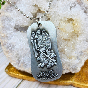 Sister Dulce Gift Shop, Catholic Store, Religious Store,  Catholic Jewelry, Religious Jewelry, St. Michael Dog Tag Necklace