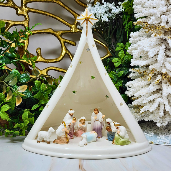 Sister Dulce Gift Shop, Catholic Store, Catholic Christmas, Nativity, Lighted Porcelain Nativity