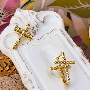 Sister Dulce Gift Shop, Catholic Store, Religious Store, Catholic Jewelry, Religious Jewelry, Textured Double Cross Earrings