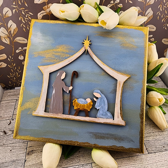 Sister Dulce Gift Shop, Catholic Gift Shop, Artwork, Nativity On Canvas, Christmas