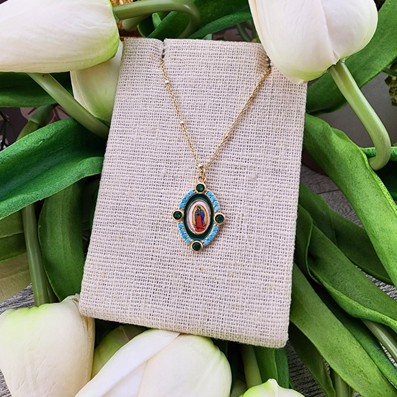 Sister Dulce Gift Shop, Catholic Store, Religious Store, Catholic Jewelry, Religious Jewelry, Guadalupe Enamel Necklace 