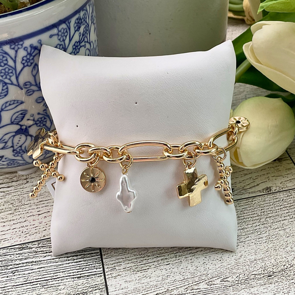 Sister Dulce Gift Shop, Catholic Store, Religious Store, Catholic Jewelry, Religious Jewelry, Catholic Bracelet, Religious Bracelet, Multi Charm Cross Bracelet