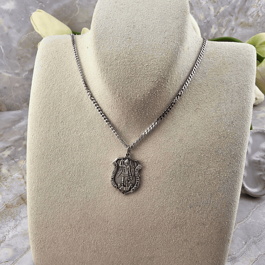 Sterling Silver Saint Michael Small Pendant Necklace