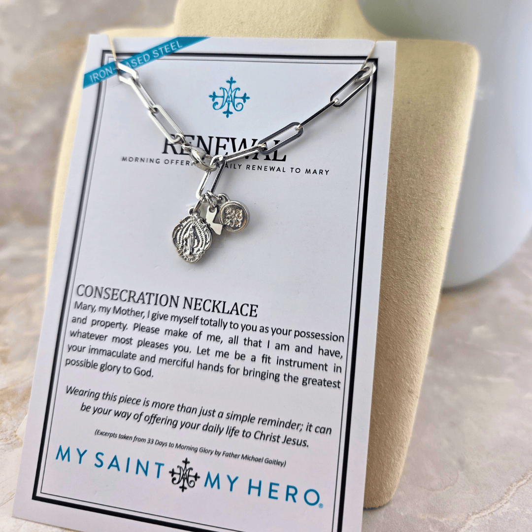 Sister Dulce Gift Shop, Religious Store, Catholic Store, Stainless Steel, Renewal, Consecration Necklace, Jewelry, Cypress Springs Mercedarian Prayer Center