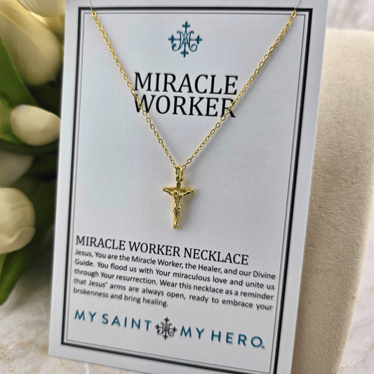 Sister Dulce Gift Shop, Religious Store, Catholic Store, Miracle Worker Necklace, Jewelry. Cypress Springs Mercedarian Prayer Center, Crucifix Necklace 