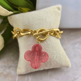 Sister Dulce Gift Shop, Religious Store, Catholic Store, Cypress Springs Mercedarian Prayer Center, Bracelet, Jewelry, Pink Clover Cross Bracelet