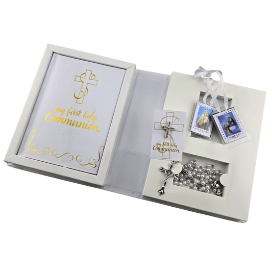 Sister Dulce Gift Shop, Religious Store, Catholic Store, Cypress Springs Mercedarian Prayer Center, Mass Book, First Communion, Girls, Pin, Rosary, Scapular, First Communion Gift Set 