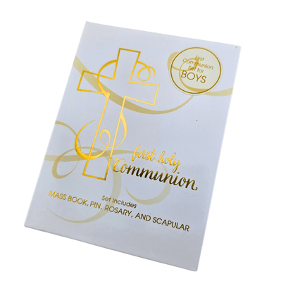 Sister Dulce Gift Shop, Religious Store, Catholic Store, Cypress Springs Mercedarian Prayer Center, Mass Book, First Communion, Boys, Pin, Rosary, Scapular, First Communion Gift Set 