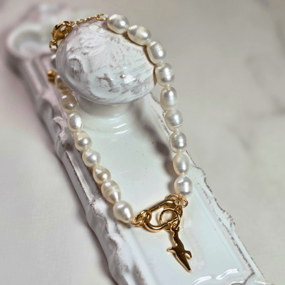 Sister Dulce Gift Shop, Catholic Jewelry, Religious Jewelry, Confirmation Gift, Holy Spirit Charm Catcher Pearl Bracelet, Charm Catcher Pearl Bracelet