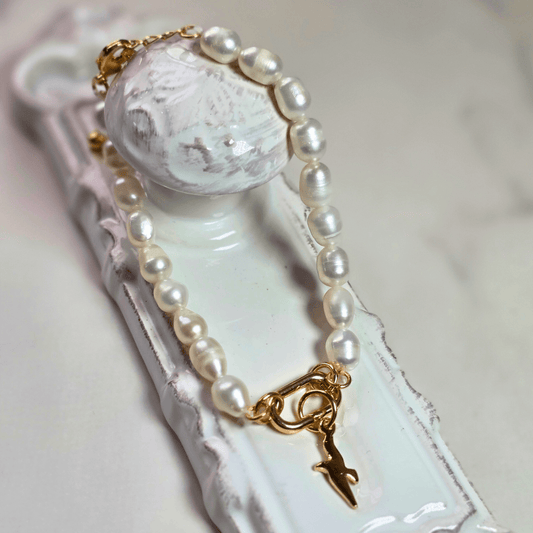 Sister Dulce Gift Shop, Catholic Jewelry, Religious Jewelry, Confirmation Gift, Holy Spirit Charm Catcher Pearl Bracelet, Charm Catcher Pearl Bracelet
