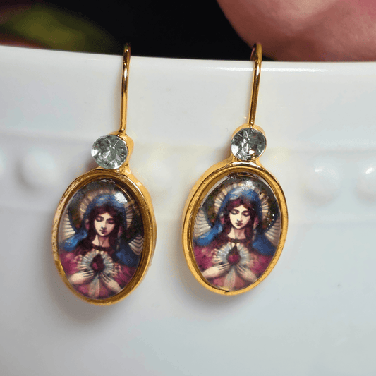 Sister Dulce Gift Shop, Shepherds Staff, Religious Store, Cypress Springs Mercedarian Prayer Center, Immaculate Mary, Earrings
