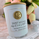 Sister Dulce Gift Shop, Shepherds Staff, Religious Store, Cypress Springs Mercedarian Prayer Center, Saint Michael Candle. Eucalyptus and Mint