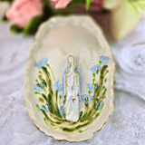 Sister Dulce Gift Shop, Shepherds Staff, Religious Store, Cypress Springs Mercedarian Prayer Center, Sacred Treasures, Our Lady of the Rosary Blue Flowers Trinket Dish