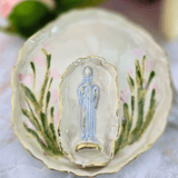 Sister Dulce Gift Shop, Shepherds Staff, Religious Store, Cypress Springs Mercedarian Prayer Center, Sacred Treasures, Mary with Pink Flowers Trinket Dish