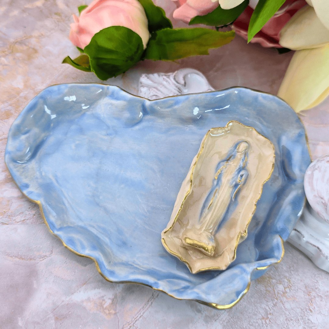 Sister Dulce Gift Shop, Shepherds Staff, Religious Store, Cypress Springs Mercedarian Prayer Center, Sacred Treasures, Our Lady of the Rosary Blue Trinket Dish