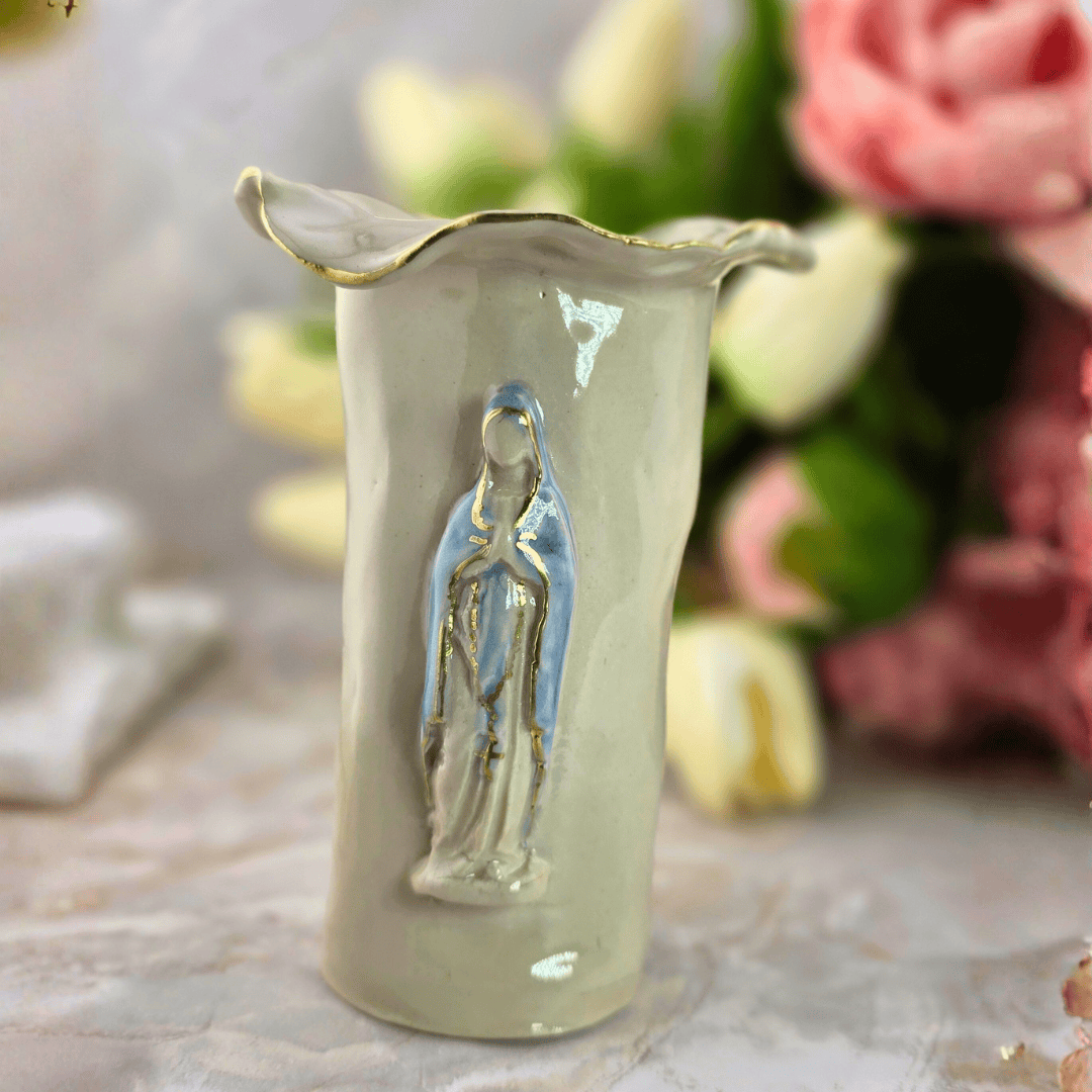 Sister Dulce Gift Shop, Shepherds Staff, Religious Store, Cypress Springs Mercedarian Prayer Center, Sacred Treasures, Our Lady of the Rosary Ivory Vase
