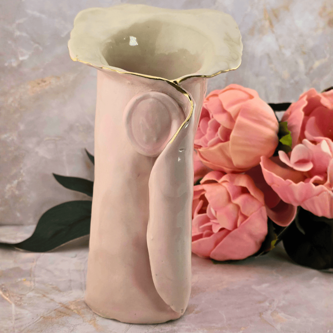 Sister Dulce Gift Shop, Shepherds Staff, Religious Store, Cypress Springs Mercedarian Prayer Center, Sacred Treasures, Auspice Maria Pink Vase