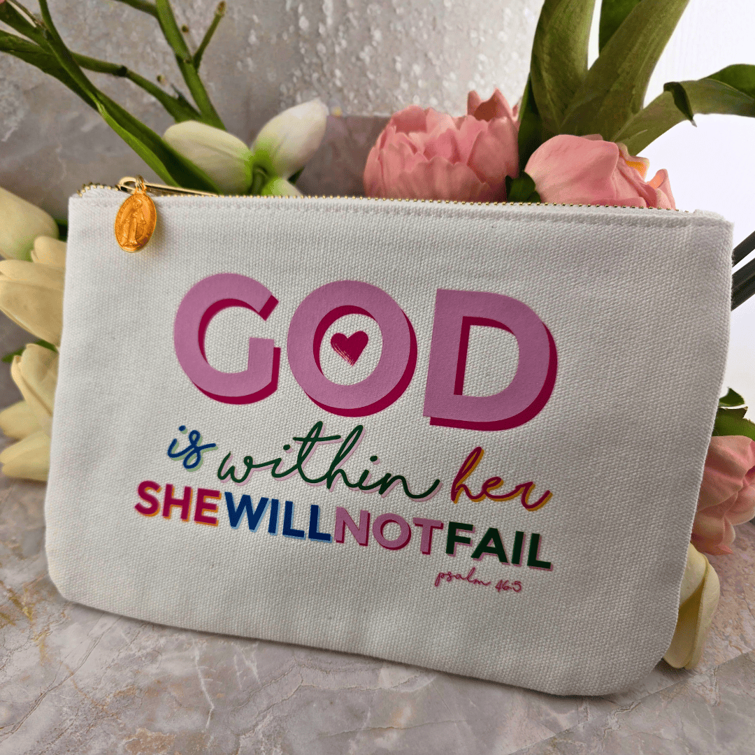 Sister Dulce Gift Shop, Shepherds Staff, Religious Store, Cypress Springs Mercedarian Prayer Center, Make Up Bag, Canvas Bag, God is within her