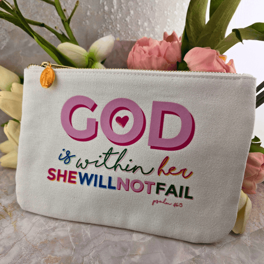 Sister Dulce Gift Shop, Shepherds Staff, Religious Store, Cypress Springs Mercedarian Prayer Center, Make Up Bag, Canvas Bag, God is within her